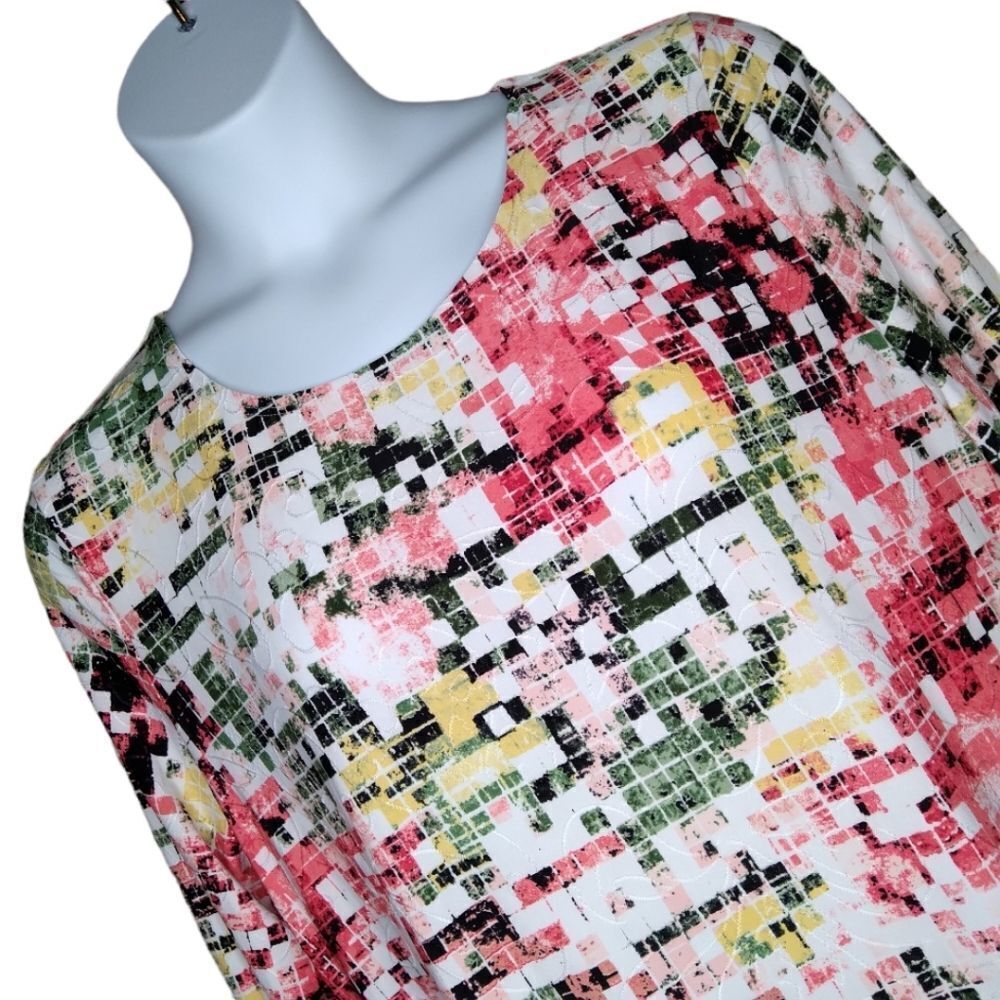 JM Collection Top Colorful Textured XXL